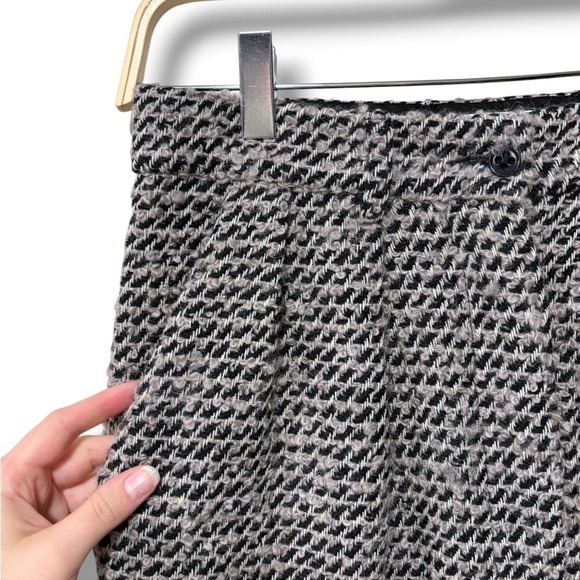 RAEY Wool-Blend Tweed Neutral Pleated Tapered Trousers Size 12 - Picture 2 of 10